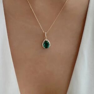 Gold Emerald Drop Necklace